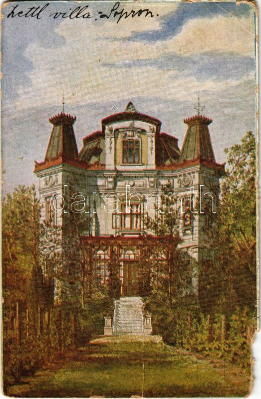 1918 Sopron, Zettl villa. Röttig Gusztáv és fia kiadása (szakadás / tear)