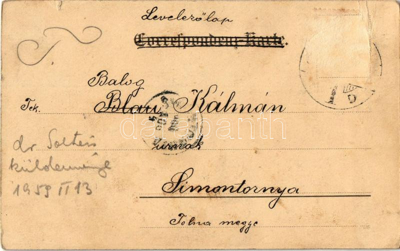 1900 Komárom, Komárno; Új (külső) várkapu. Schönwald Tivadar kiadása / castle gate (szakadás / tear) - Image 2