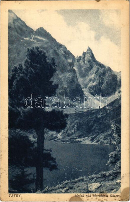 1932 Tátra, Magas-Tátra, Vysoké Tatry; Mnich nad Morskiem Okiem / Halas-tó, Barát / lake, mountain (fl)