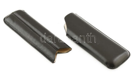 Bőr szivartartó, 2 helyes, szép állapotban, h: 18,5 cm