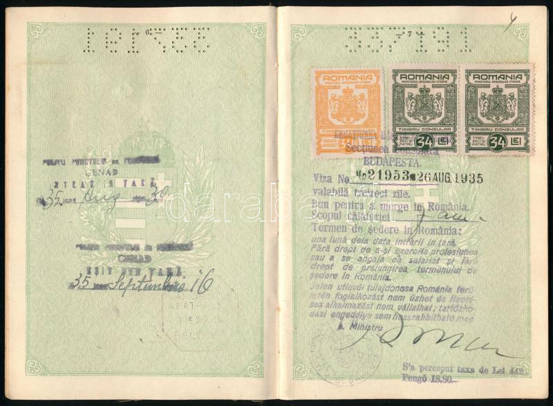 1934 Bp., Magyar Királyság által kiállított fényképes útlevél / Hungarian passport - Image 3