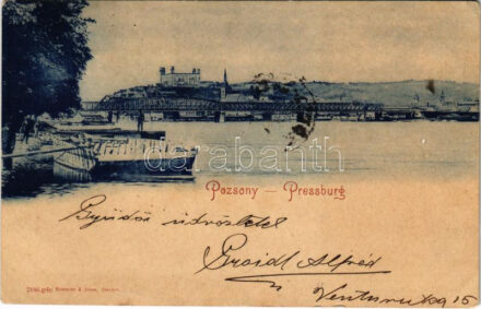 1899 (Vorläufer) Pozsony, Pressburg, Bratislava; vár, vasúti híd / castle, railway bridge (r)