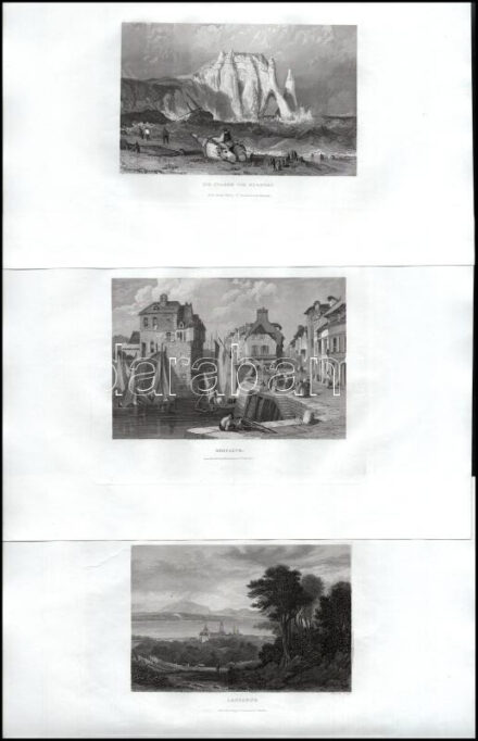 cca 1830-40 20 db külföldi tájkép, városkép (Lausanne, Thun, Godesberg bei Bonn, Cadiz stb.), Meyer's Universum, acélmetszet, papír, 12x16 cm
