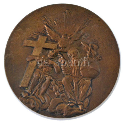 1992. 'Veszprém Szentháromság oszlop restaurálásnak emlékére 1750-1992' kétoldalas bronz emlékérem (84mm) T:AU