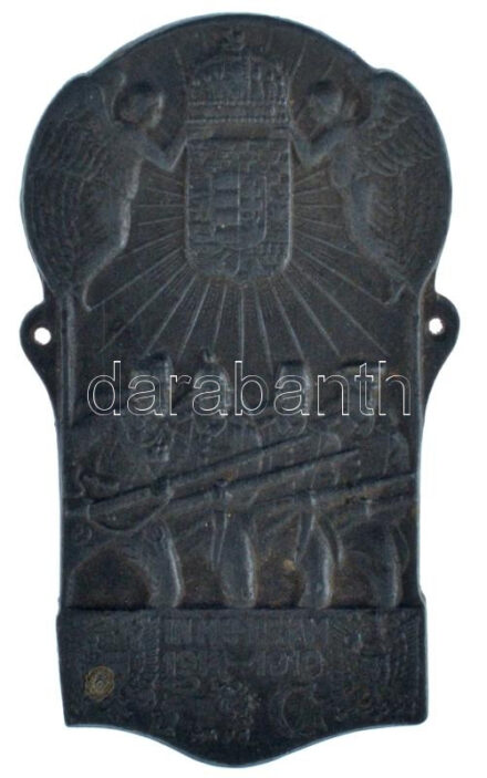 Osztrák-Magyar Monarchia ~1918. 'In memoriam 1914-1918' felvarrható Zn sapkajelvény (65x37mm) T:XF Austro-Hungarian Monarchy ~1918. 'In memoriam 1914-1918' Zn sew-on cap badge (65x37mm) C:XF