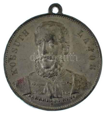 1894. 'Kossuth Lajos / Neked élni kell, ó hon! Dicső korszak lánglelkű alkotója született 1802. szept. 16., meghalt 1894. már. 20.' kétoldalas ón emlékmedál füllel (34mm) T:XF nagyobb ph, ü.