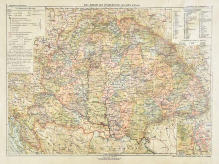 cca 1910 Magyarország, a magyar korona országai (Die Länder der ungarischen Krone), részben német ny. térkép, M. Földrajzi Intézet metszése és nyomása, Kogutowicz Schulatlas. 31,5x45 cm, 1:2.400.000. Lapszéli szakadásokkal,