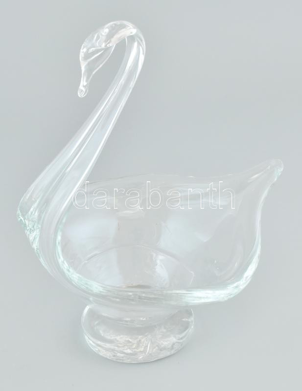 Hattyú alakú üvegkínáló, hibátlan, jelzés nélkül, m: 28 cm