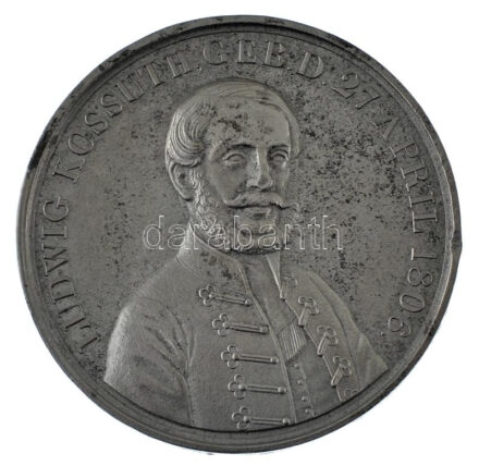 1849. 'LUDWIG KOSSUTH GEB. D. 27. APRIL 1806 / GOTT BESCHÜTZE UNGARN (Kossuth Lajos született 1806 április 27-én / Isten óvja Magyarországot)' kétoldalas Sn emlékérem (41mm) T:XF ph