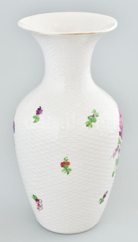 Antik Herendi / Óherendi virágmintás váza, kopással, m: 24,5 cm - Image 2