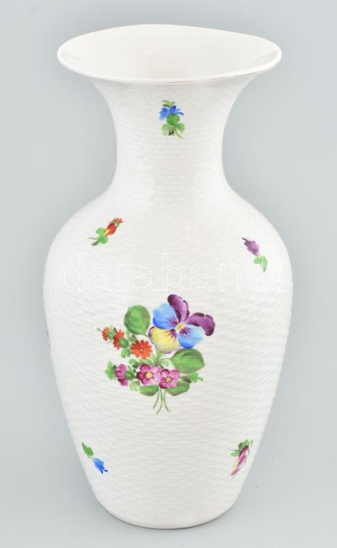 Antik Herendi / Óherendi virágmintás váza, kopással, m: 24,5 cm - Image 3