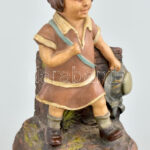 Figurális csehszlovák váza, mázas, jelzéssel, formaszámmal, kopásokkal, m: 19,5 cm