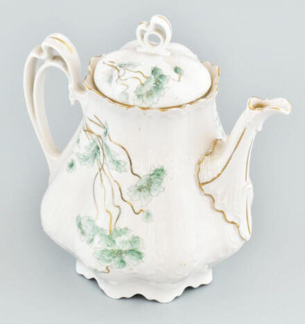 MZ Austria porcelán kiöntő, 'Parisi-Nagy-Áruház' megrendelői jegyzéssel, kopásokkal, jelzéssel, m: 21 cm