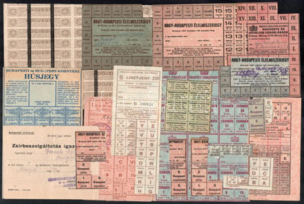 1947-1948 Élelmiszer- és pótjegyek (szappanjegy, lisztjegy, nagy-budapesti élelmiszerjegy, stb.)