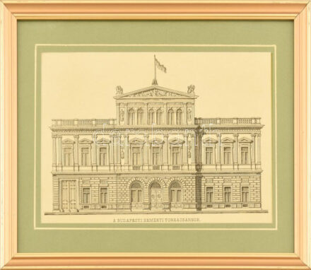A Budapesti Nemzeti Tornacsarnok, 1870-1890 körül. Rotációs fametszet, papír, jelzés nélkül, üvegezett fakeretben, 16x23,5 cm