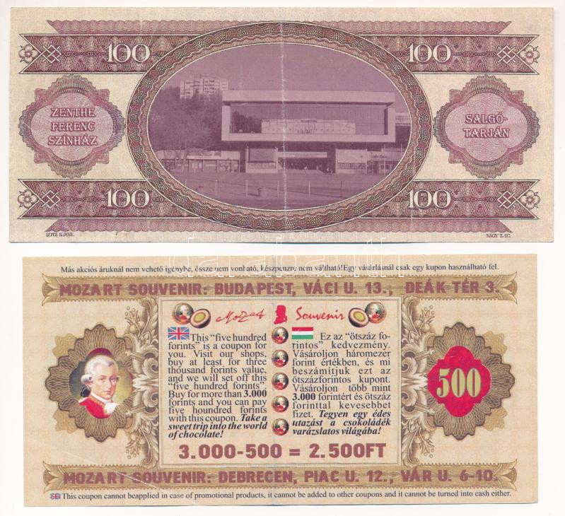 4db-os vegyes reklámpénz, utalvány, élelmiszerjegy tétel, közte Salgótarján 2020. 100 Zenthe Forint T:AU-F - Image 2