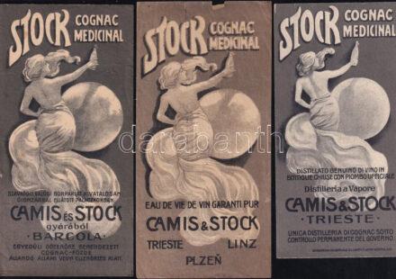 Stock cognac 3 db számolócédula magyar, olasz és francia nyelvű