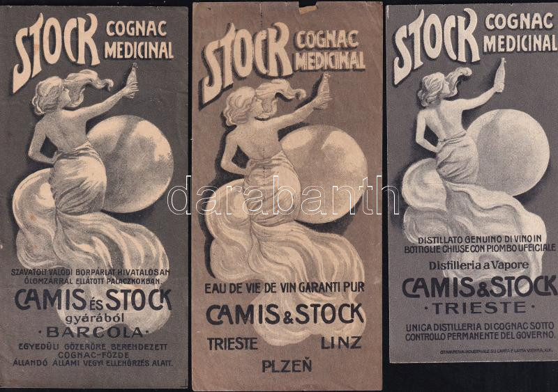 Stock cognac 3 db számolócédula magyar, olasz és francia nyelvű