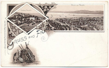 Fiume, Rijeka; Schloss Tersatto / Trsat castle. Carl Otto Hayd Art Nouveau, floral, litho (EB)