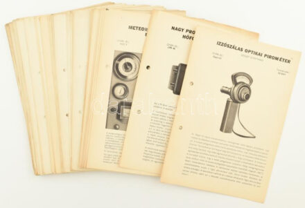 A szovjet blokkban gyártott mérőműszerek leírásai, kb. 80-90 db, lefűzhető lapok, 24,5x17,5 cm