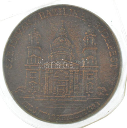 1983. 'Szent István Bazilika Budapest - Felújítás kezdete 1983 / Bazilikánk a Szent Jobb őrző szentélye - Dextera Sancti Stephani Regis' kétoldalas, öntött bronz emlékérem lezárt fóliatokban (80mm) T:UNC
