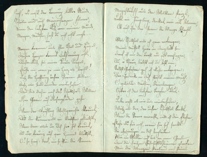 cca 1850-1860 Német nyelvű kézirat, feljegyzések / versek, papírkötésben - Image 3