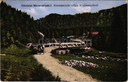 1918 Kőrösmező, Jaszinya, Jasina, Yasinia (Máramaros); Kozmescseki völgy, híd / valley, bridge (kopott sarkak / worn corners)
