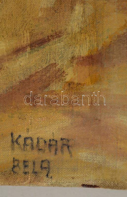 Kádár Béla jelzéssel: Utcarészlet. Olaj, vászon, kissé sérült, 35×54 cm - Image 2