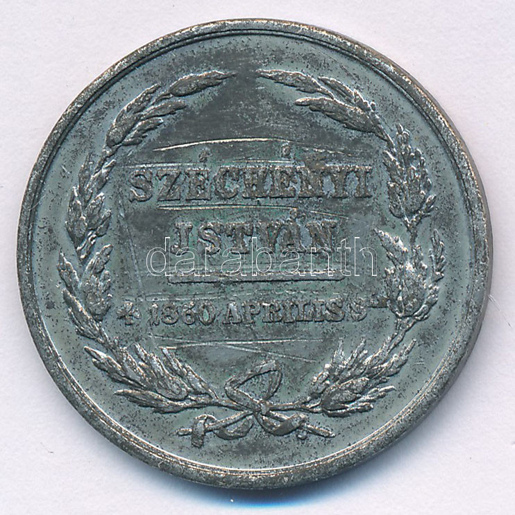 1860. 'Széchenyi István - 1860 április 8-án' Sn halotti emlékérem (29mm) T:XF,VF patina, karc - Image 2