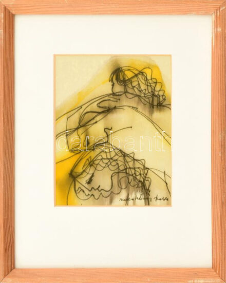 Macskássy Izolda (1945-2021): Arcok. Vegyes technika, selyem, jelzett. Üvegezett fakeretben. 14x11 cm