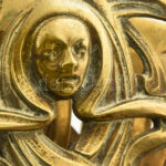 Szecessziós francia szalvétatartó, öntött bronz, polírozva, jelzéssel, m: 17 cm - Image 2
