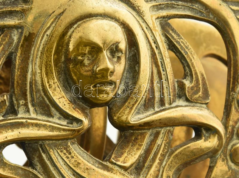 Szecessziós francia szalvétatartó, öntött bronz, polírozva, jelzéssel, m: 17 cm - Image 2