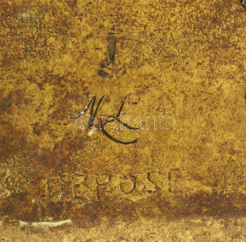 Szecessziós francia szalvétatartó, öntött bronz, polírozva, jelzéssel, m: 17 cm - Image 3