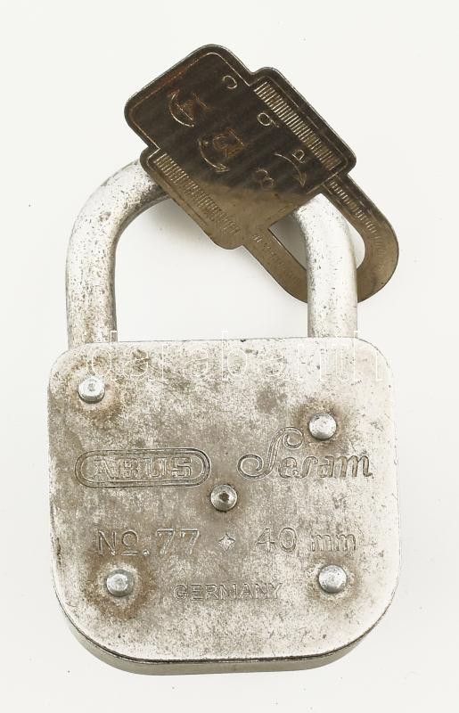 Retro német fém zár, számzáras, kódjával, kis kopással, m: 6.5 cm - Image 2