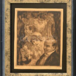 Prihoda István (1891-1965): Lokálban. Rézkarc, papír, jelzett. Üvegezett fakeretben. 18x14 cm