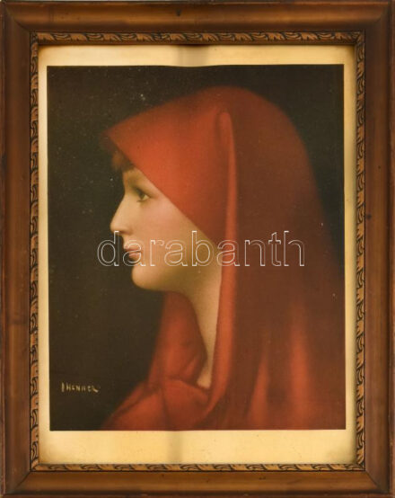 Jean-Jacques Henner (1829-1905) festménye után: Fabiola. Heliotípia, papír, jelzett a metszeten. 26x21 cm. Üvegezett fakeretben.