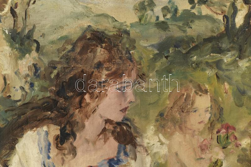 Náray Aurél (1883-1948): Hölgy hegedűvel. Olaj, vászon. Jelezve balra lent. Dekoratív fakeretben. 70x50 cm - Image 2