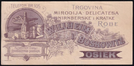 Willheim Boskowitz-Eszék számolócédula