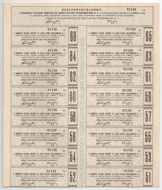 Budapest 1940. 'Kőbányai Polgári Serfőző és Szent István Tápszerművek Részvénytársaság' részvénye 200P-ről, magyar és német nyelven, szárazpecséttel T:AU / Hungary / Budapest 1940. 'Kőbányai Polgári Serfőző és Szent - Image 2