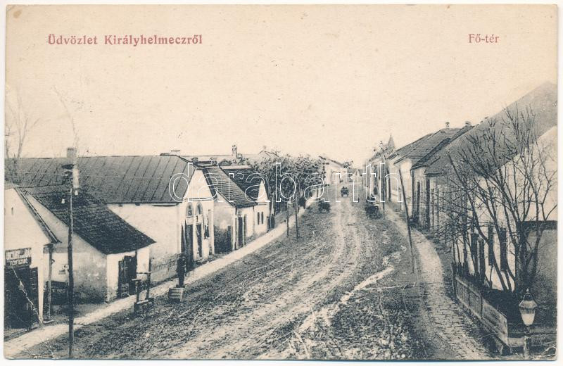 Királyhelmec, Helmec, Kralovsky Chlumec; Fő tér, Ungváry Ádám férfi szabó üzlete. Klein József kiadása / tailor shop (EB)