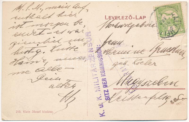 Királyhelmec, Helmec, Kralovsky Chlumec; Fő tér, Ungváry Ádám férfi szabó üzlete. Klein József kiadása / tailor shop (EB) - Image 2