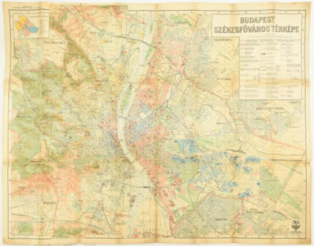 1931 Budapest székesfőváros térképe, 1: 25.000, Bp., M. Kir. Állami Térképészet, javításokkal, helyenként kissé foltos, 89x69,5 cm