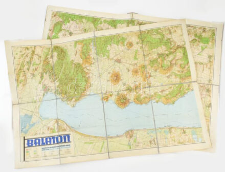 1939 Balaton, két részből álló térkép, kiadja a Keresztény Főiskolai Hallgatók 'Centrum' Fogyasztási Szövetkezete. 1 : 50.000, Bp., M. Kir. Honvéd Térképészeti Intézet. Javított, kis lapszéli sérülésekkel, lapok mérete