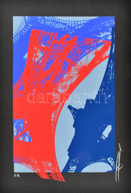 Hervé, Rodolf (1957-2000): Eiffel-torony. Szitanyomat, papír, jelzett, művészpéldány E.A. jelzéssel. 34,5x21 cm. / Hervé, Rodolf (1957-2000): Eiffel-tower. Screenprint on paper, signed, E.A. artist's proof, 34,5x21 cm.