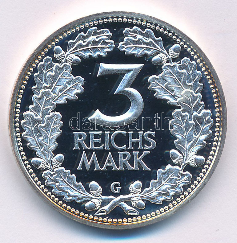 2006. A Németország / Weimar Köztársaság 1933G 3M érme jelzett utánverete T:PP kis patina 2006. The Germany / Weimar Republic 1933G 3 Mark marked restrike C:PP small patina