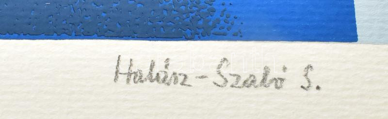 Halász Szabó Sándor (1920-1997): Absztrakt formák. Szitanyomat, papír, jelzett, művészpéldány E.A. jelzéssel, 41x29 cm - Image 4
