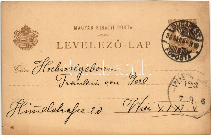 1896 (Vorläufer!) Esztergomi bazilika, Visegrádi vár, gőzhajó. Ezredéves Országos Kiállítás barna 2 Kr. Ga. litho s: Dörre T., Morelli (vágott / cut) - Image 2