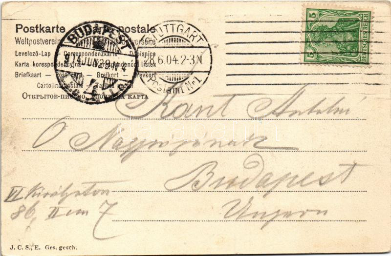 1904 Stuttgart, Duftende Grüsse aus Stuttgart / gardeners, tram (EK) - Image 2