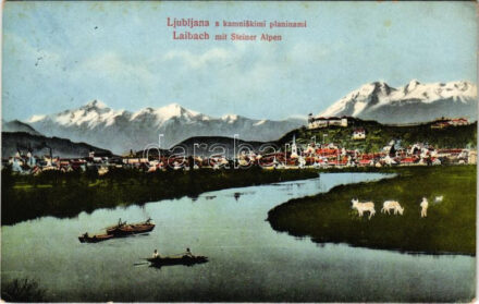 1915 Ljubljana, Laibach; s kamniskimi planinami / mit Steiner Alpen / general view with mountains + 'K.u.K. Hauptfeldpostamt Nr. 301' (EK)