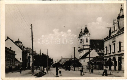 Galánta, Fő utca, templom, bank / main street, church, bank (EK)